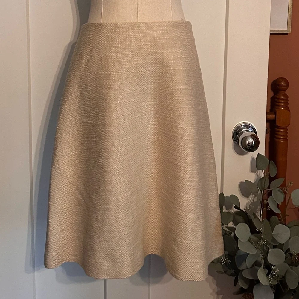Tory Burch Denise A-line cream silk lined 8 zipper tweed textured mini skirt - Picture 3 of 15